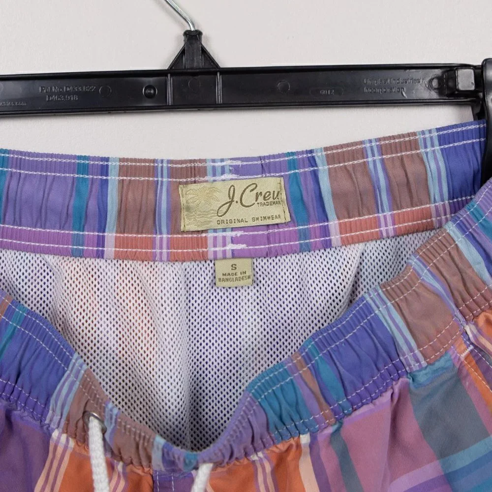 J Crew Yard Dyed plaid swim trunks-S
